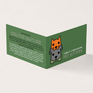 Cat and Dog, Pet Sitting Service Detailed Business Card