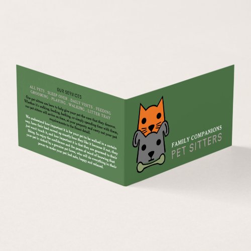 Cat and Dog Pet Sitting Service Detailed Business Card
