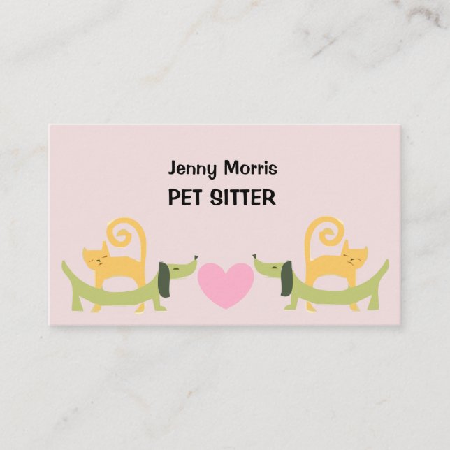 Cat and Dog Print Adorable Pet Sitter Business Card (Front)