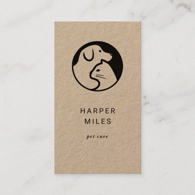 Cat and dog puzzle logo business card (Front)