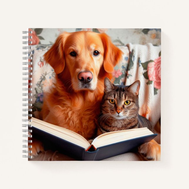 Cat and dog reading a book (Front)