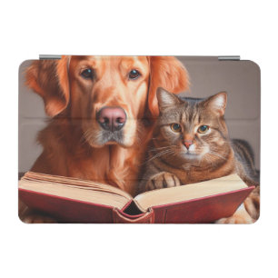 Cat and dog reading a book iPad mini cover