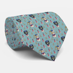Cat And Dog Sailors Nautical Watercolor Pattern Neck Tie at Zazzle