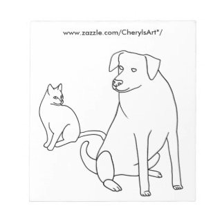 Cat and Dog Sitting Coloring Notepads