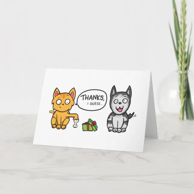 Cat and Dog Thank You Card | Zazzle