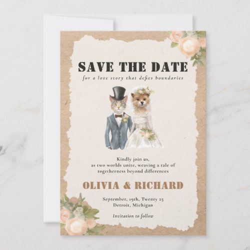 Cat and Dog Wedding Save the Date Invitation
