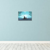 Cat and dogs Winter Sunset Canvas Print (Insitu(Wood Floor))