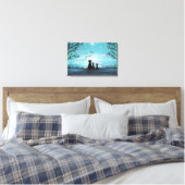 Cat and dogs Winter Sunset Canvas Print (Insitu(Bedroom))
