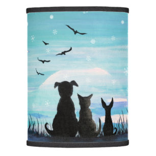 Cat and dogs Winter Sunset Lamp Shade