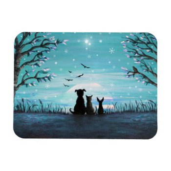 Cat And Dogs Winter Sunset Magnet by ironydesignphotos at Zazzle