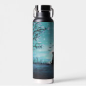 Cat and dogs Winter Sunset Water Bottle (Front)