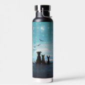 Cat and dogs Winter Sunset Water Bottle (Left)