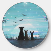 Cat and dogs Winter Sunset Wireless Charger (Front)
