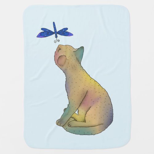 Cat and dragonfly baby blanket
