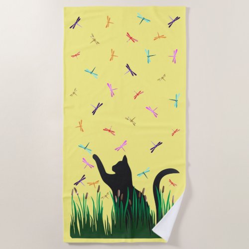 Cat and Dragons Beach Towel