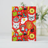 Cat and egg on red (Standing Front)