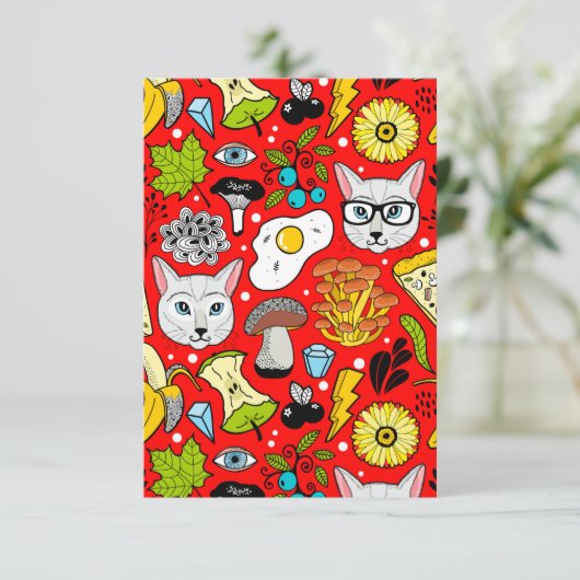 Cat and egg on red (Standing Front)