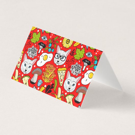 Cat and egg on red (Back)