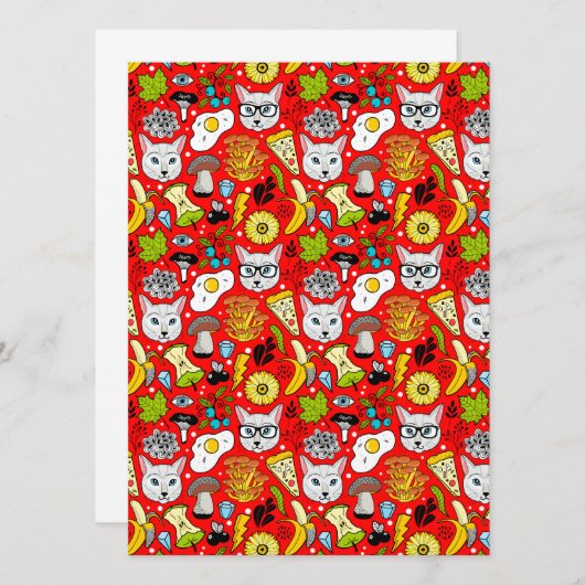 Cat and egg on red (Front/Back)