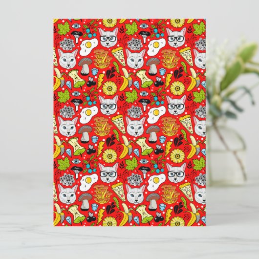 Cat and egg on red (Standing Front)