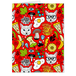 Cat and egg on red card