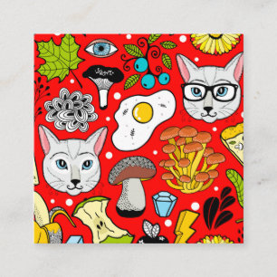 Cat and egg on red enclosure card