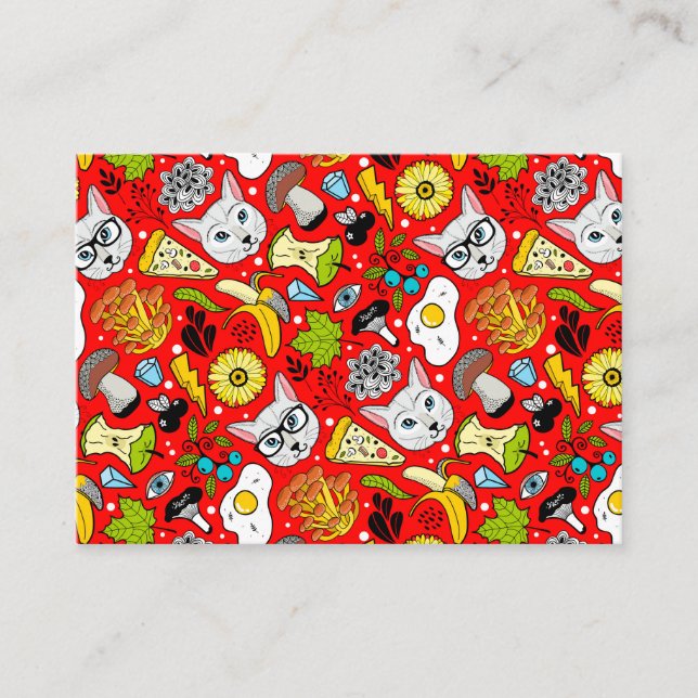 Cat and egg on red enclosure card (Front)