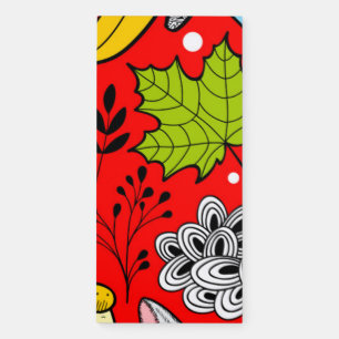 Cat and egg on red magnetic notepad