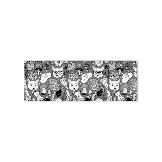 Cat and egg on red self-inking stamp (Design)