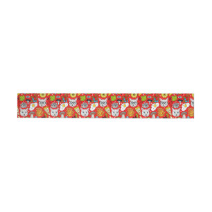 Cat and egg on red wrap around label