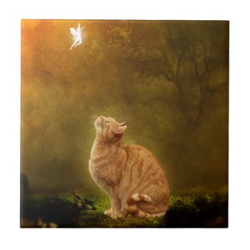 Cat And Fairy Tile by CaptainScratch at Zazzle