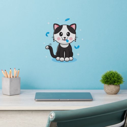 Cat and Feathers Wall Decal