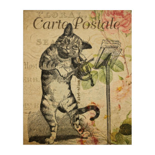 Cat and Fiddle Vintage French Postcard Acrylic Print