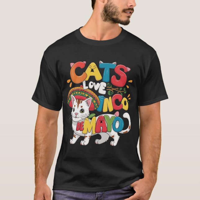 Cat and Fiesta Cinco de Mayo Mexico  T-Shirt (Front)