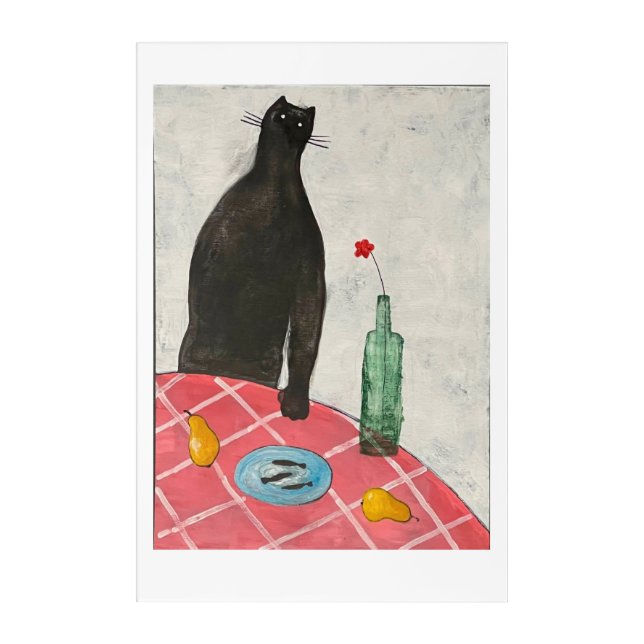 Cat and fish acrylic print (Front)