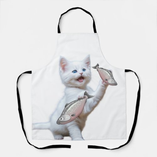 cat and fish bib kitchen  apron