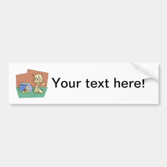 Cat and fish bowl clipart bumper sticker (Front)