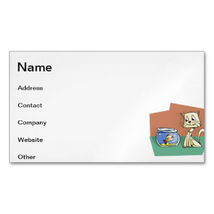 Cat and fish bowl clipart business card magnet