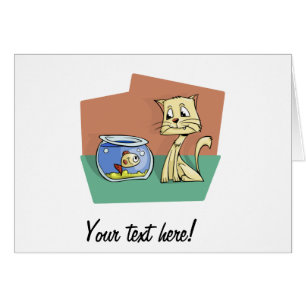 Cat and fish bowl clipart cards
