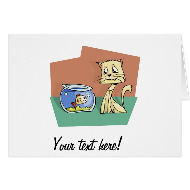 Cat and fish bowl clipart cards (Front Horizontal)
