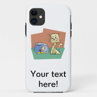Cat and fish bowl clipart iPhone 11 case