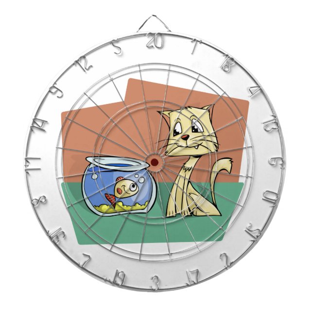 Cat and fish bowl clipart dart board (Front)