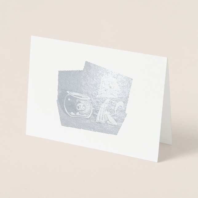 Cat and fish bowl clipart foil card (Front)