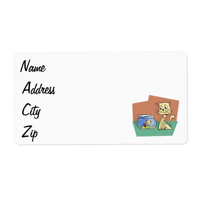 Cat and fish bowl clipart label (Front)