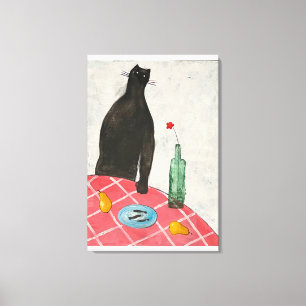 Cat and fish canvas print