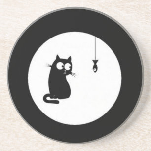 Cat and Fish (Cat and Fish) Sandstone Coaster