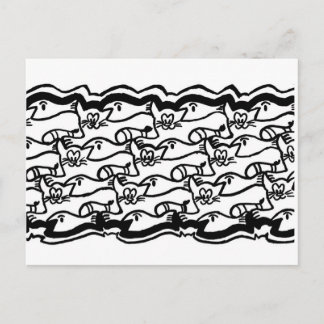 Cat and Fish Coloring Plate Postcard