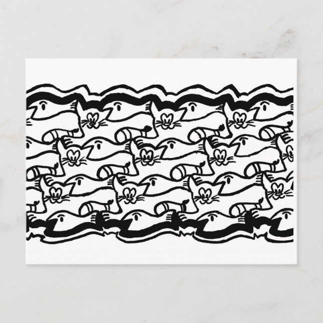 Cat and Fish Coloring Plate Postcard (Front)