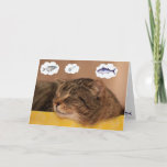 Cat And Fish Funny Dreams Birthday Card at Zazzle