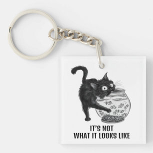 Cat and Fish Keychain